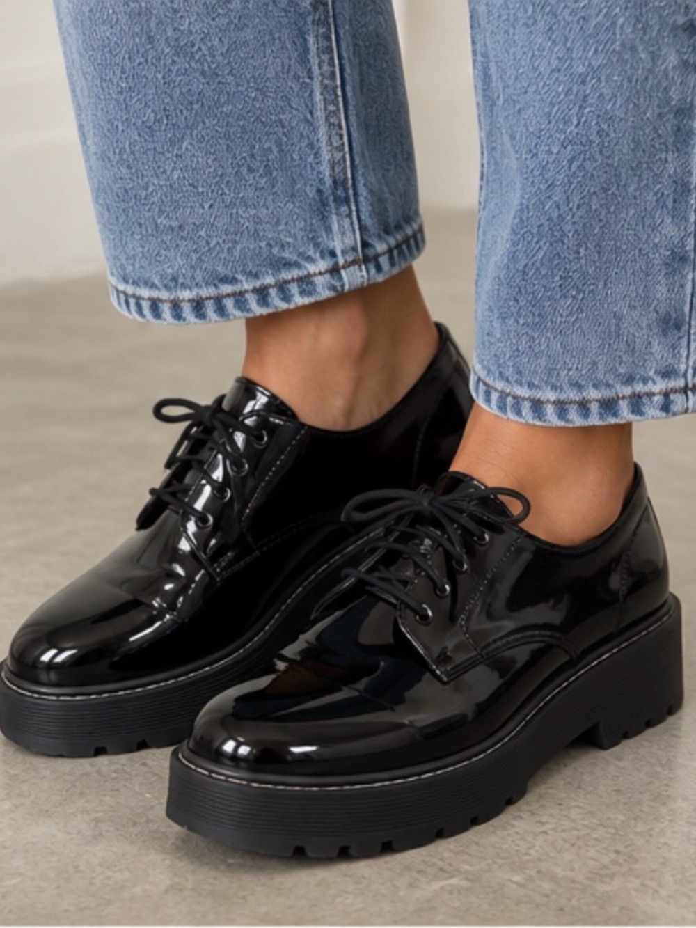 Forever 21 black patent platform oxfords size 10 y2k grunge preppy date night